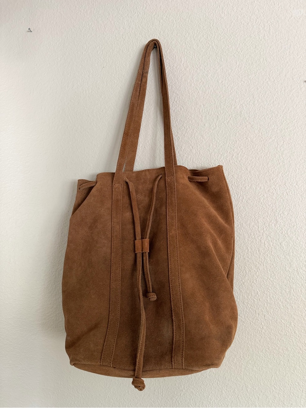 Street Level Large Suede Tote Bag Tan Brown